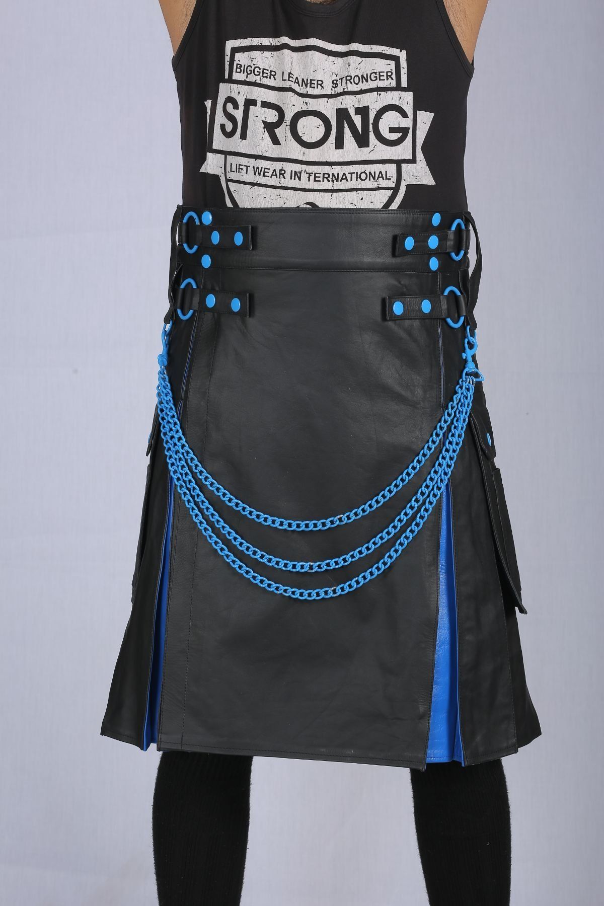Black Exotic Hybrid Leather Kilt