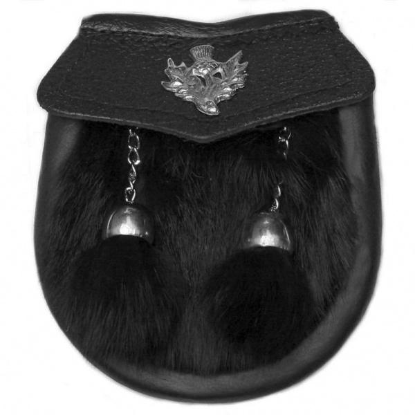 Boys Black Rabbit Fur Scottish Kilt Sporran
