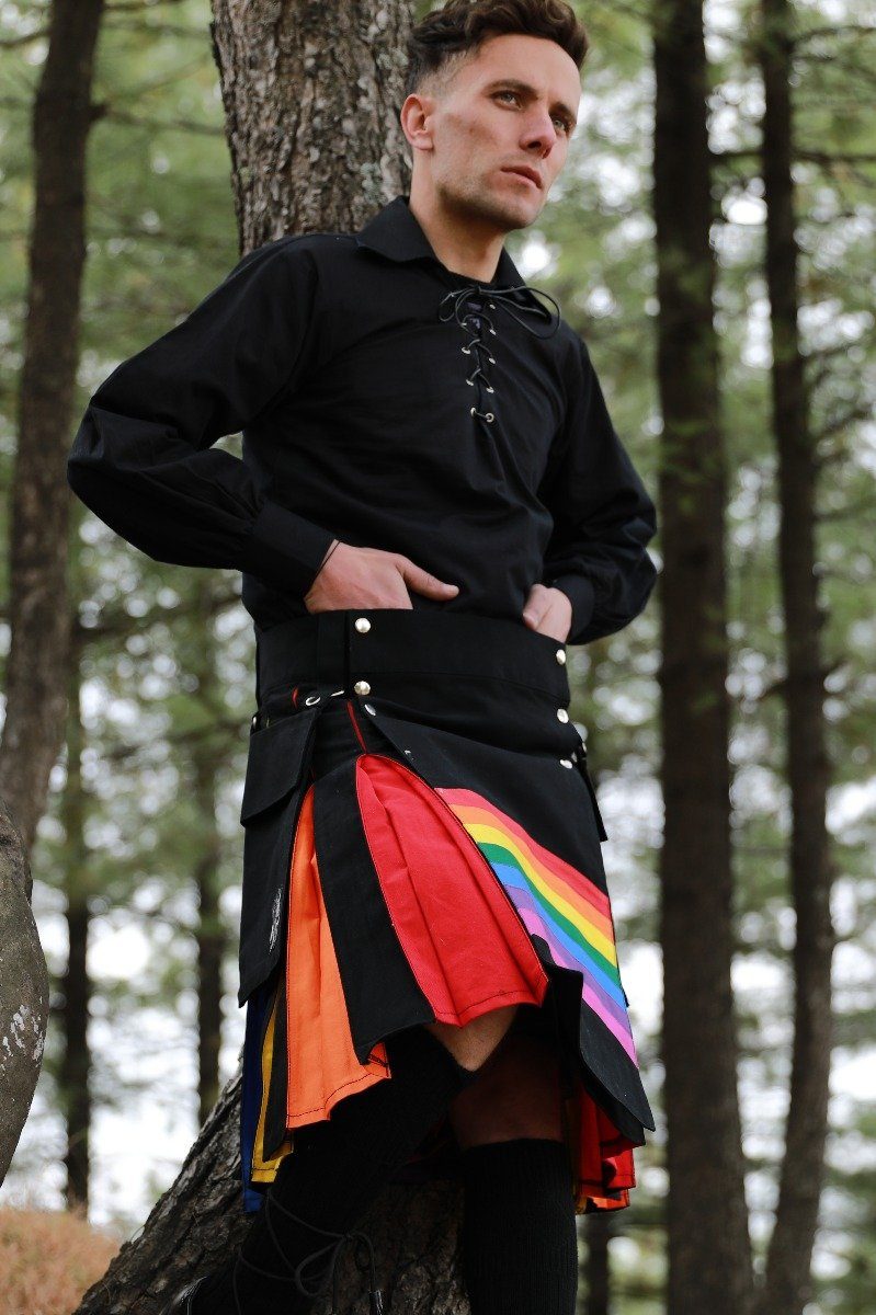 LGBT Gay Pride Rainbow Hybrid Kilt-right-2
