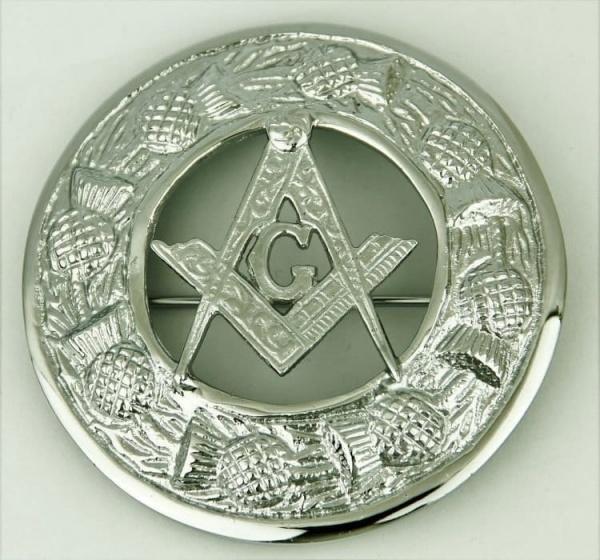 Mens Masonic Silver Fly Plaid Kilt Brooch
