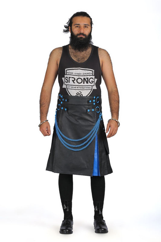 Black Exotic Hybrid Leather Kilt