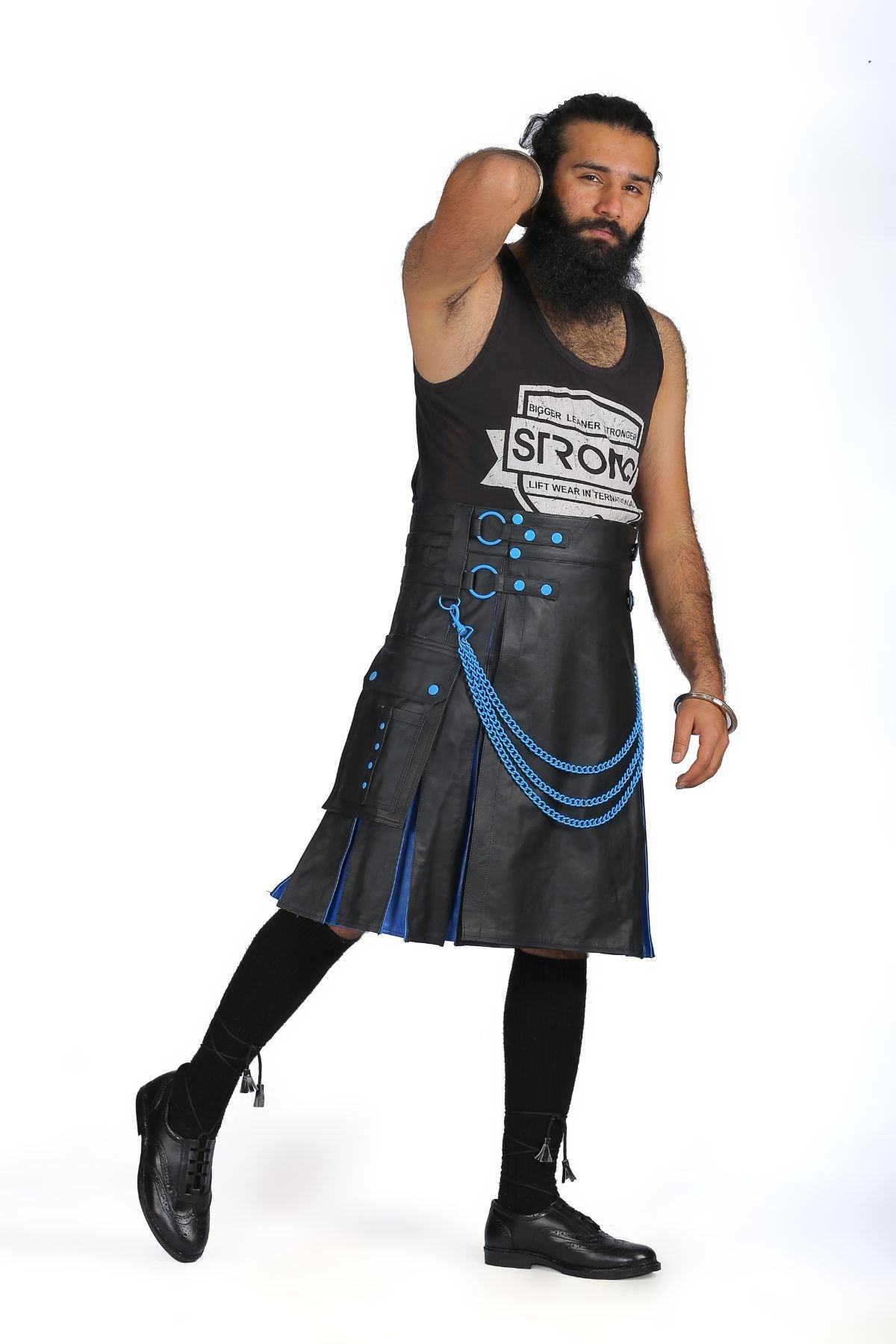 Black Exotic Hybrid Leather Kilt