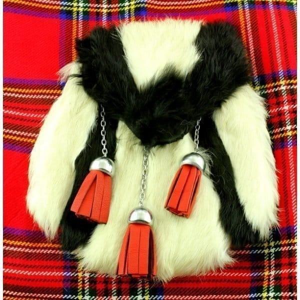 Black & White Rabbit Shape Sporran with Red Tassels