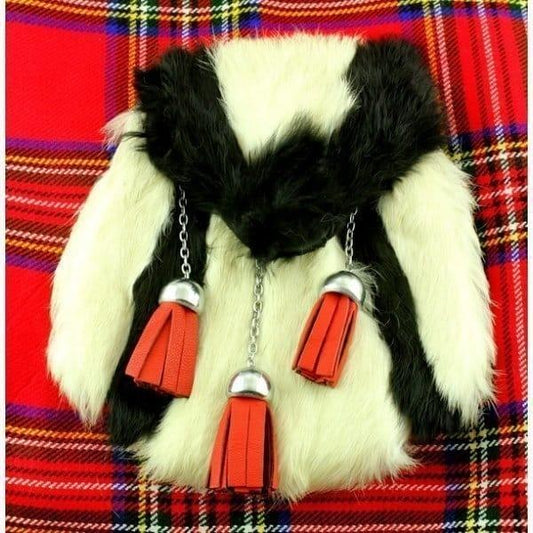 Black & White Rabbit Shape Sporran with Red Tassels