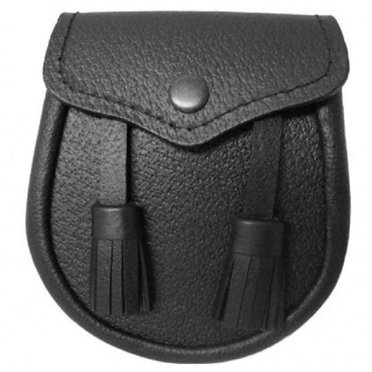 Boys' Grained Leather Sporran With Two Tassels - Free Sporran Belt