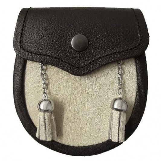 Boys New White Cowhide Scottish Highland Kilt Sporran