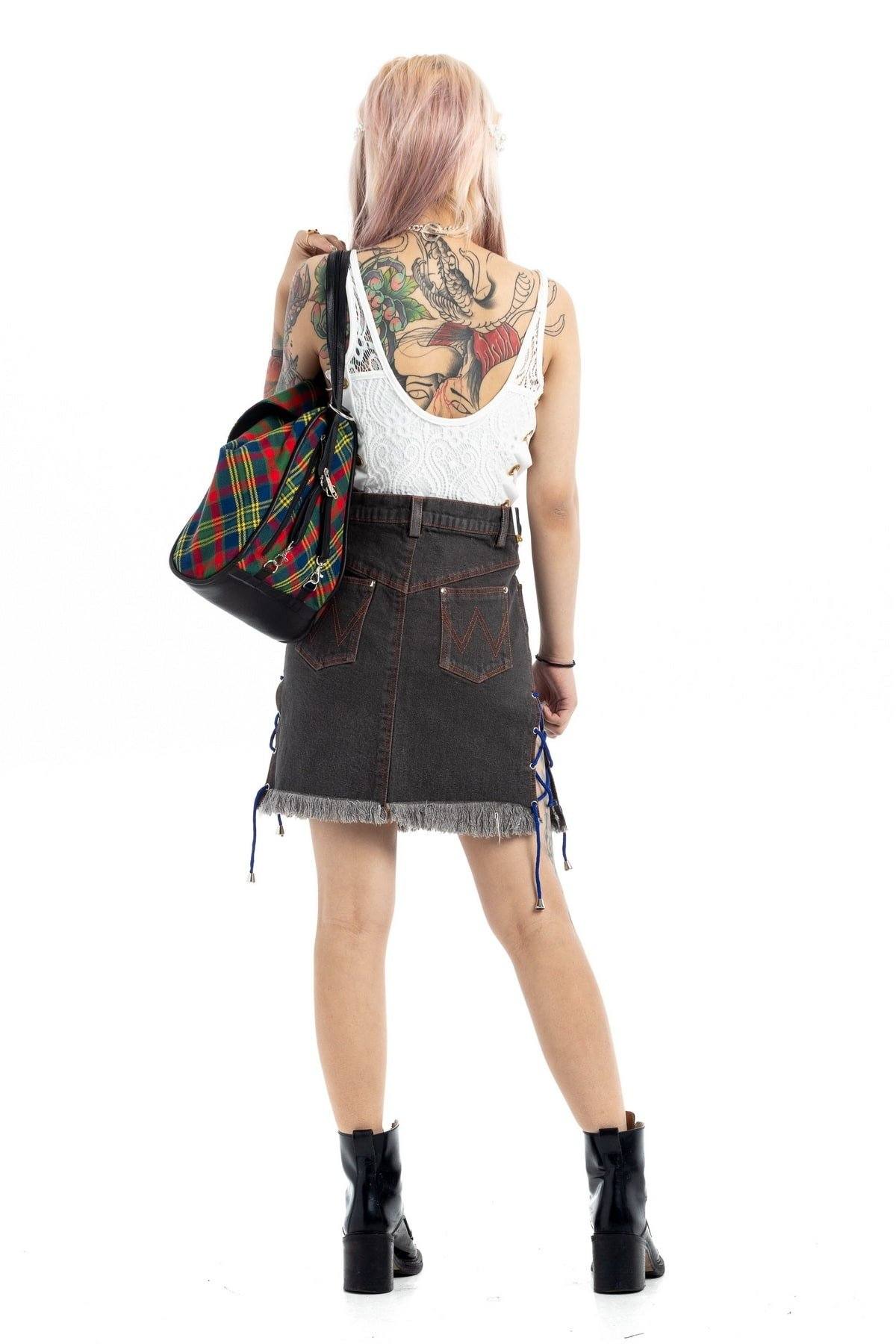DENIM KILT WITH LACE STRING FOR SALE