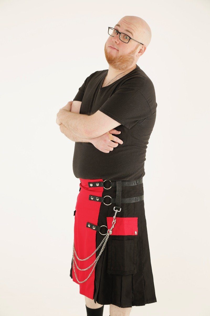 Fashion Kilt with Multi-Color Apron and Pockets - Right side View