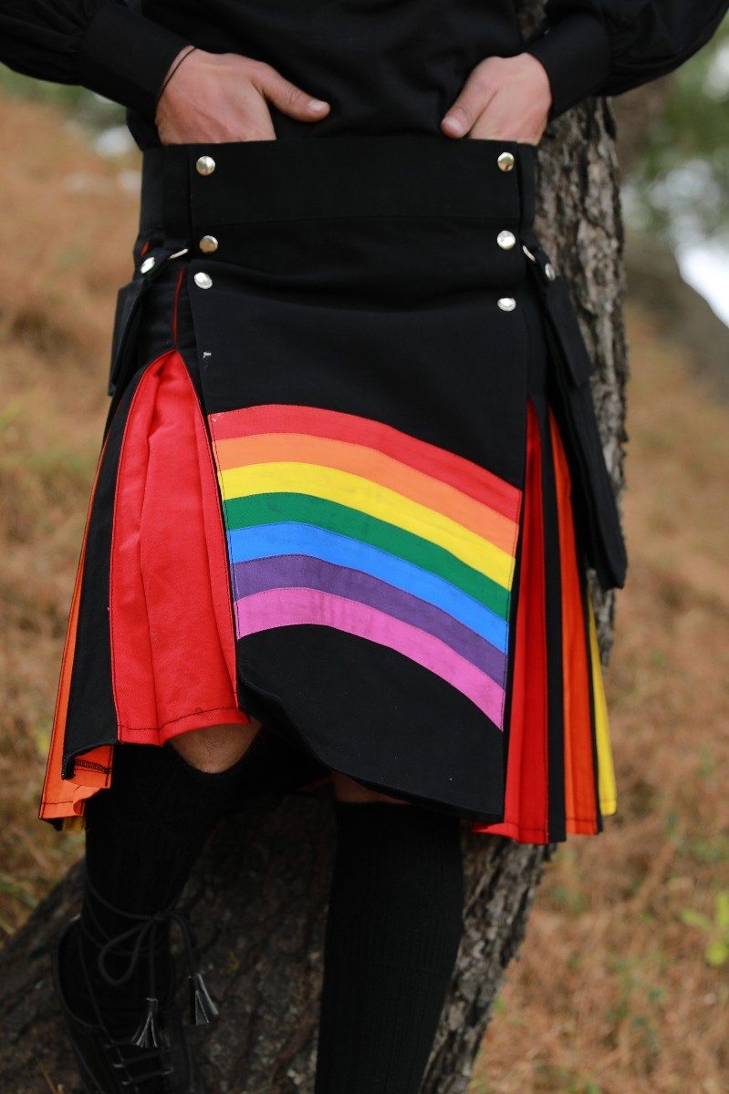 LGBT Gay Pride Rainbow Hybrid Kilt-closeup