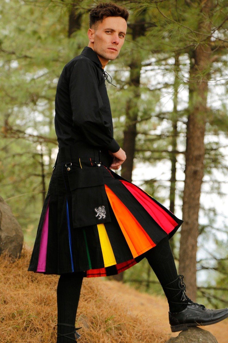 LGBT Gay Pride Rainbow Hybrid Kilt-right-3