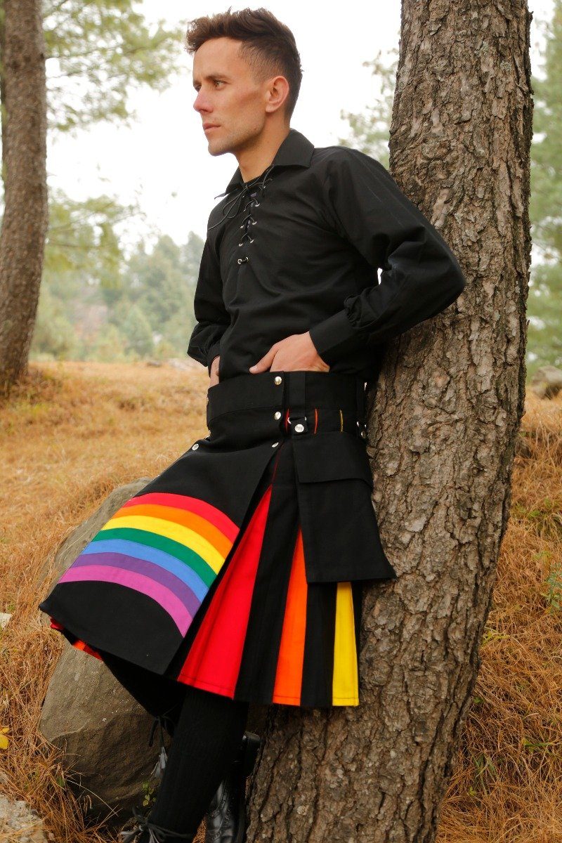 LGBT Gay Pride Rainbow Hybrid Kilt-left-1