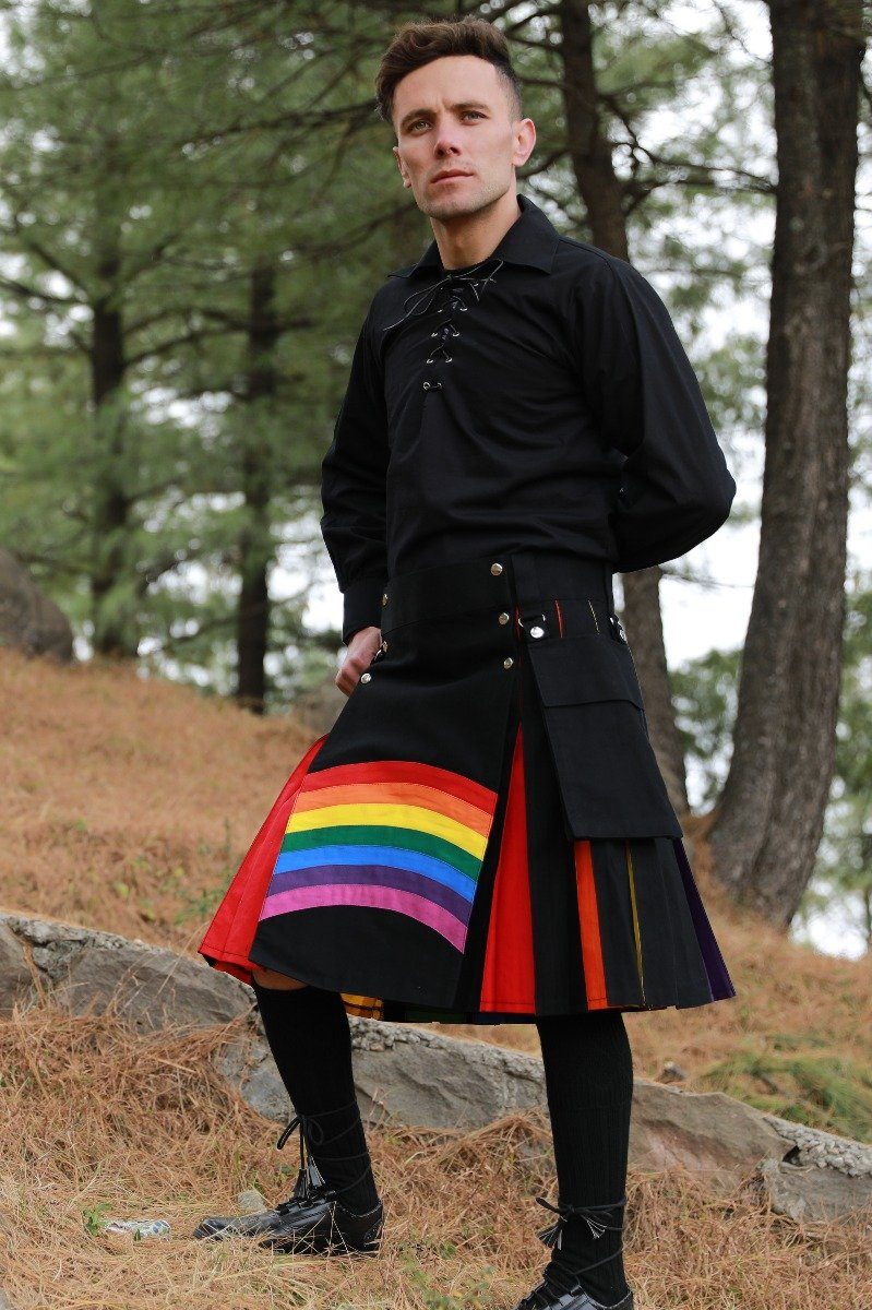 LGBT Gay Pride Rainbow Hybrid Kilt-left