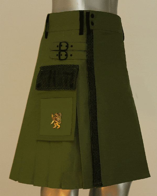 Net Pocket Kilt For Working Men In Olive Green