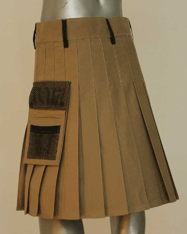 Net Pocket Kilt In Khaki - Left side view