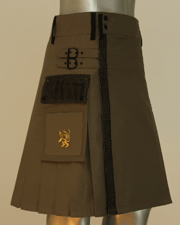 Green Net Pocket Kilt For Working Men - Side View