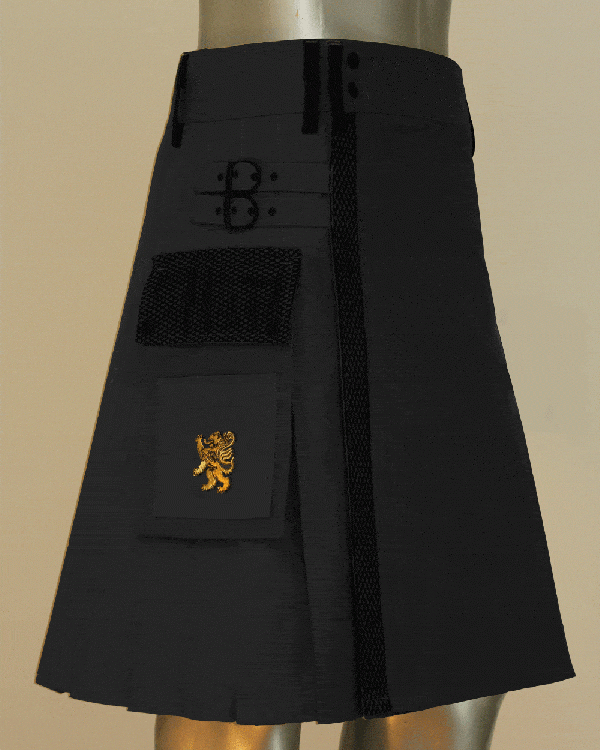 Net Pocket Kilt For Working Men In Black - Right Side