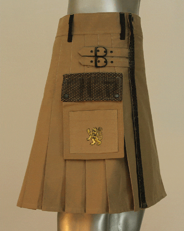 Khaki Net Pocket Kilt For Working Men Poket