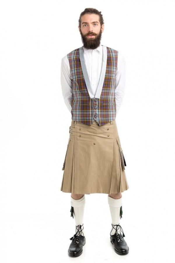 3 buttons tartan waistcoat