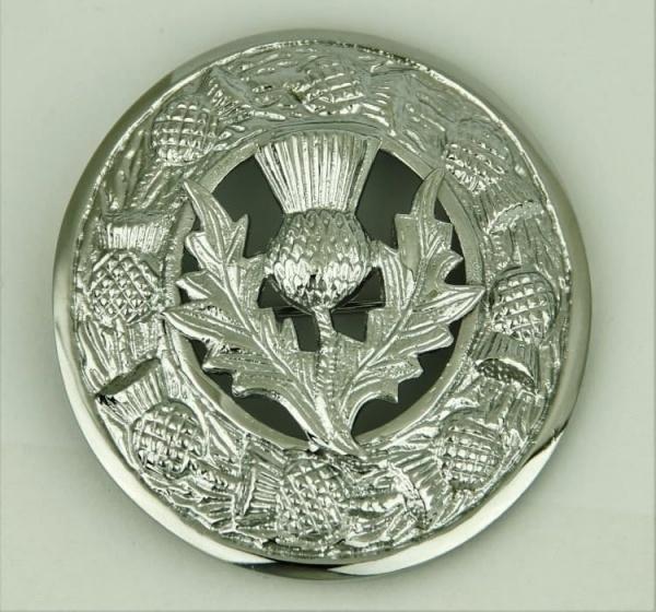 Scottish Thistle Kilt Fly Plaid Brooch