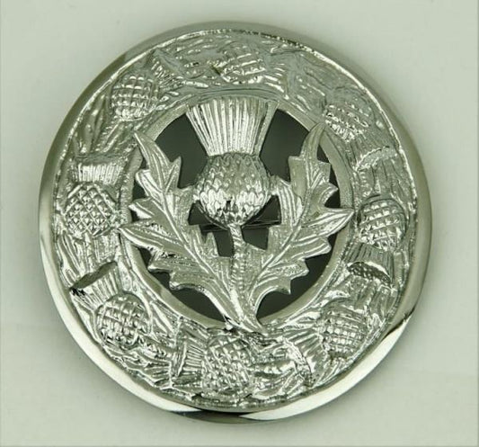 Scottish Thistle Kilt Fly Plaid Brooch