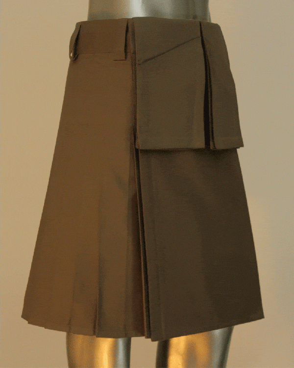 Brown utility kilt - Side View