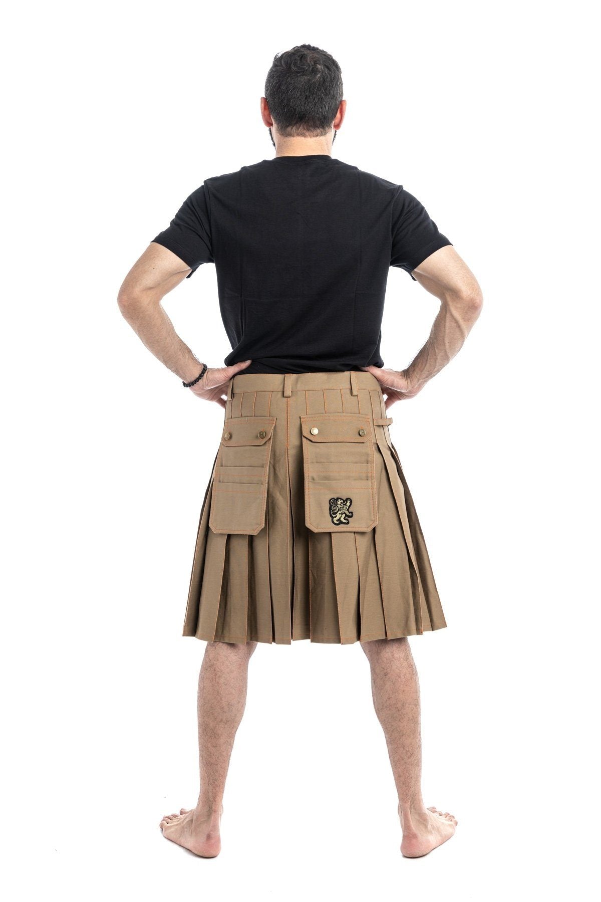 Workwear Kilt For Working Men in brown - Back Side View